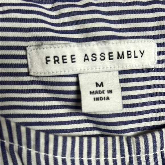 White and Blue Ruffled Long Sleeve Blouse - Picture 2 of 10